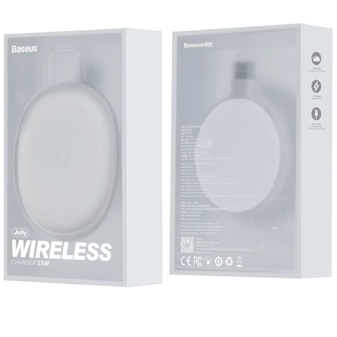 Беспроводное зарядное устройство Baseus Jelly wireless charger 15W, Белое (WXGD-02)