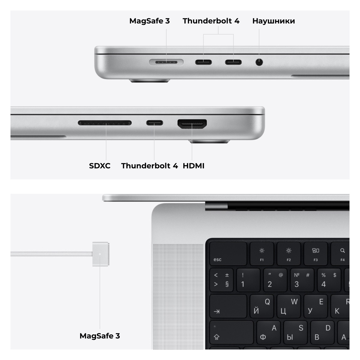 Apple MacBook Pro 16" (2021) 512Gb Silver (MK1E3) (M1 Pro, 16 ГБ, 512 ГB SSD, Touch ID)